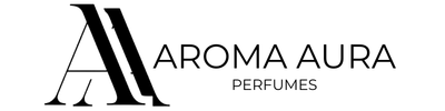 Aroma Aura perfume logo with stylized letter 'A' on a white background